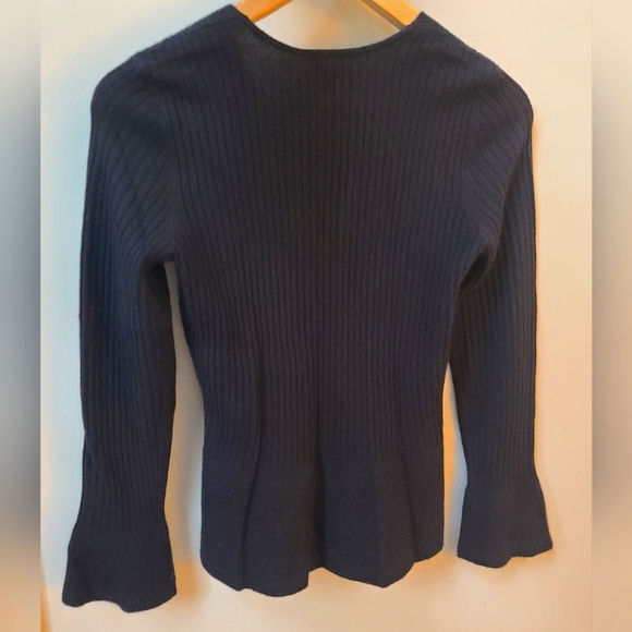 NWT Cashmere Talbots Ruffle Black Sweater size Petite S - Picture 7 of 10